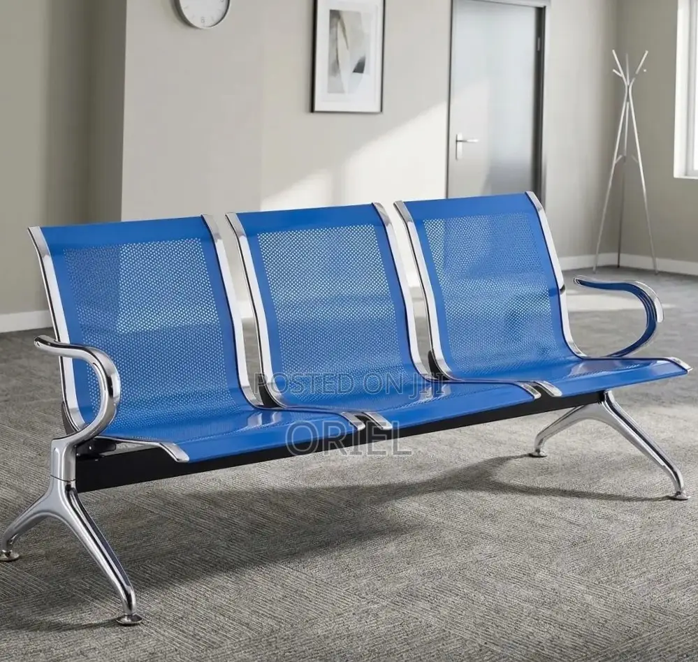 Office Bench : 3-Link Blue Steel Bench
