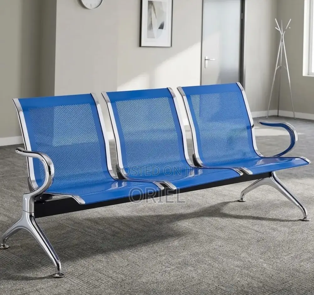 Office Bench : 3-Link Blue Steel Bench