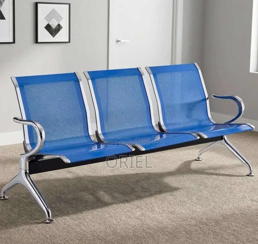 Office Bench : 3-Link Blue Steel Bench