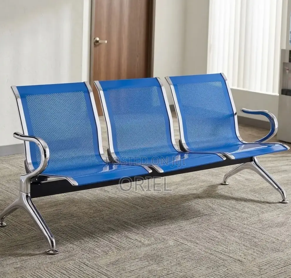 Office Bench : 3-Link Blue Steel Bench