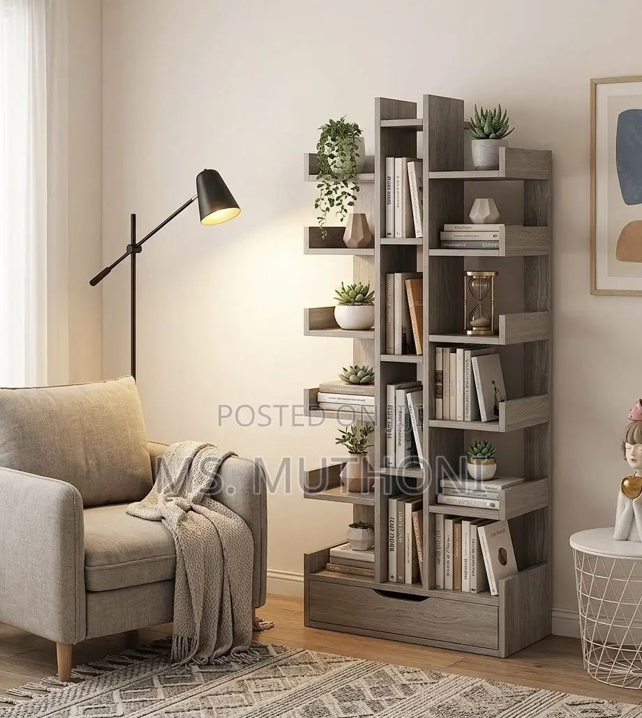 DIY Open-Back Vertical Geometric Bookcase