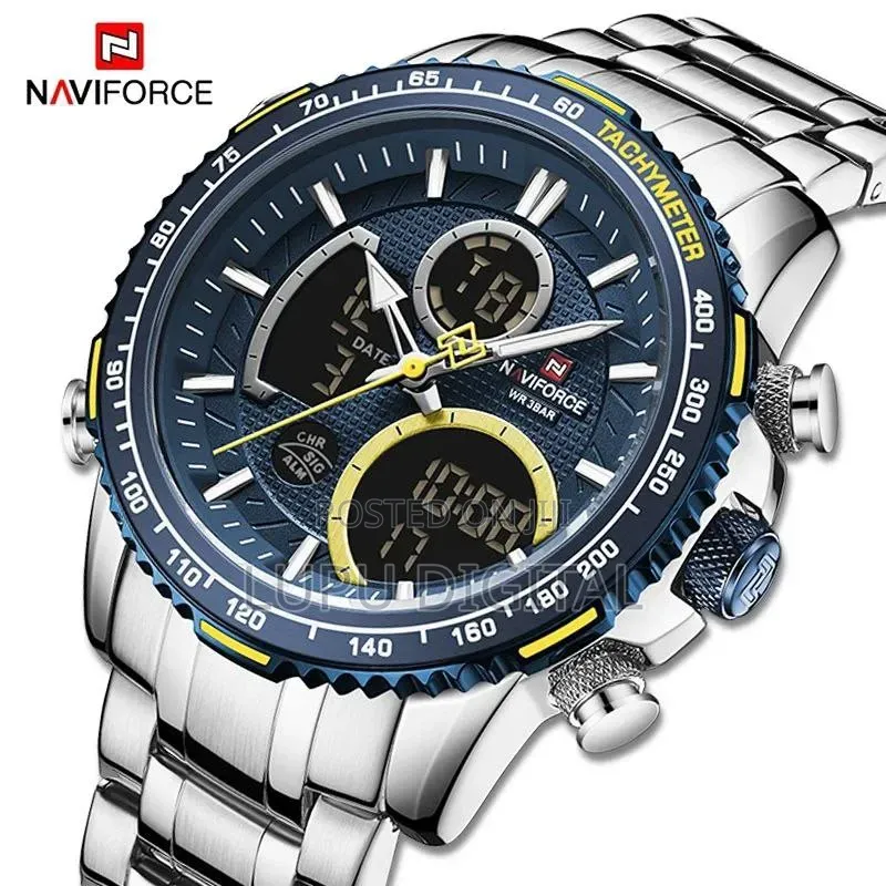 Naviforce Dual Time Gents Watch #Nf9237 Dual Display Water Resistant