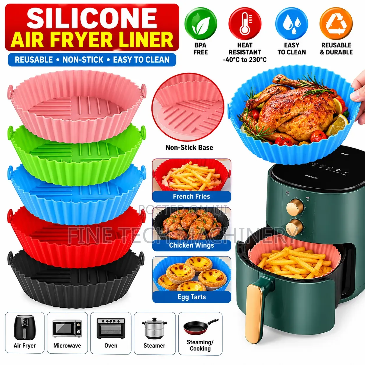Re Usable Silicon Air Frying Lining Mat