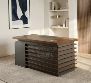 Office Desk : 1400MM Executive Brown Table With Drawers