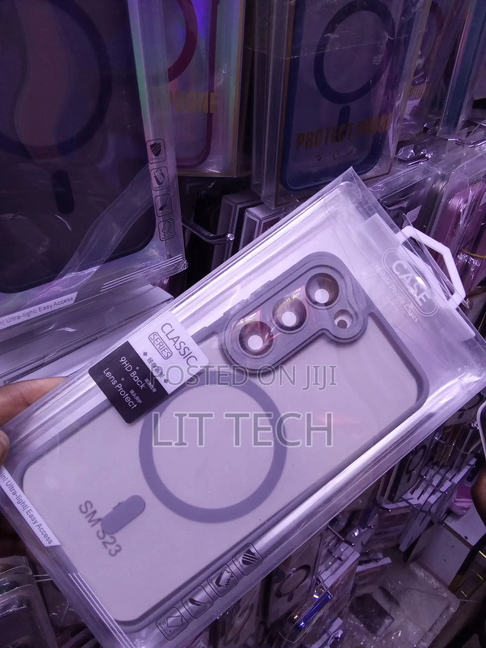 Gray Translucent Magsafe Case With Lense Guard for Samsung Galaxy S23.