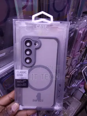 Gray Translucent Magsafe Case With Lense Guard for Samsung Galaxy S23.