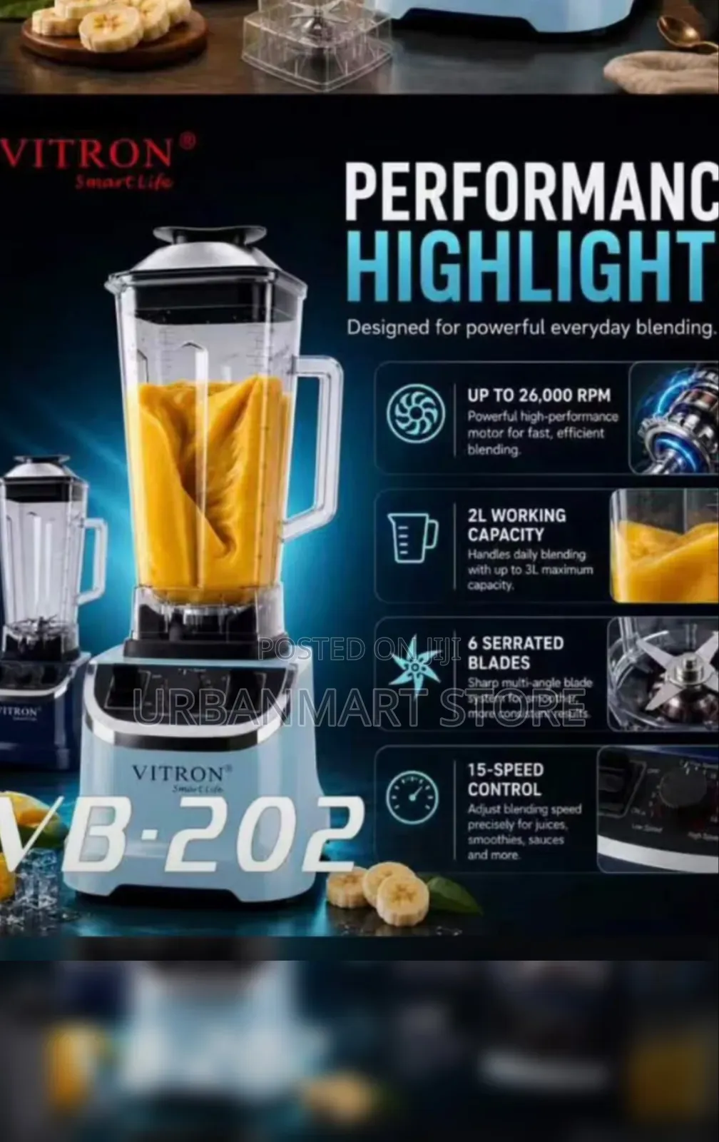 Vitron VB-202 2L High Speed Commercial Blender