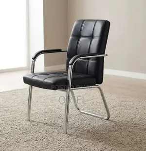 Office Chair : Padded Leather Aluminium Frame Visitor Chair