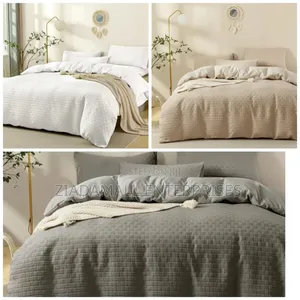 Waffle Weaving Poplin Luxury Soft Cotton Duvet Cover Set