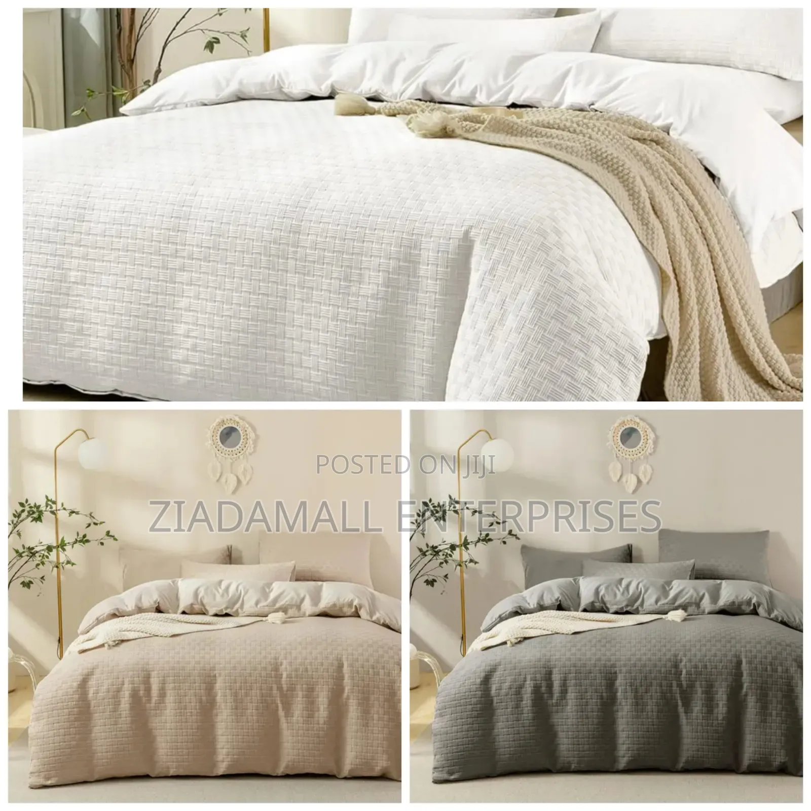 *Waffle Weaving Poplin Luxurious Soft Cotton Duvet Cover Set*