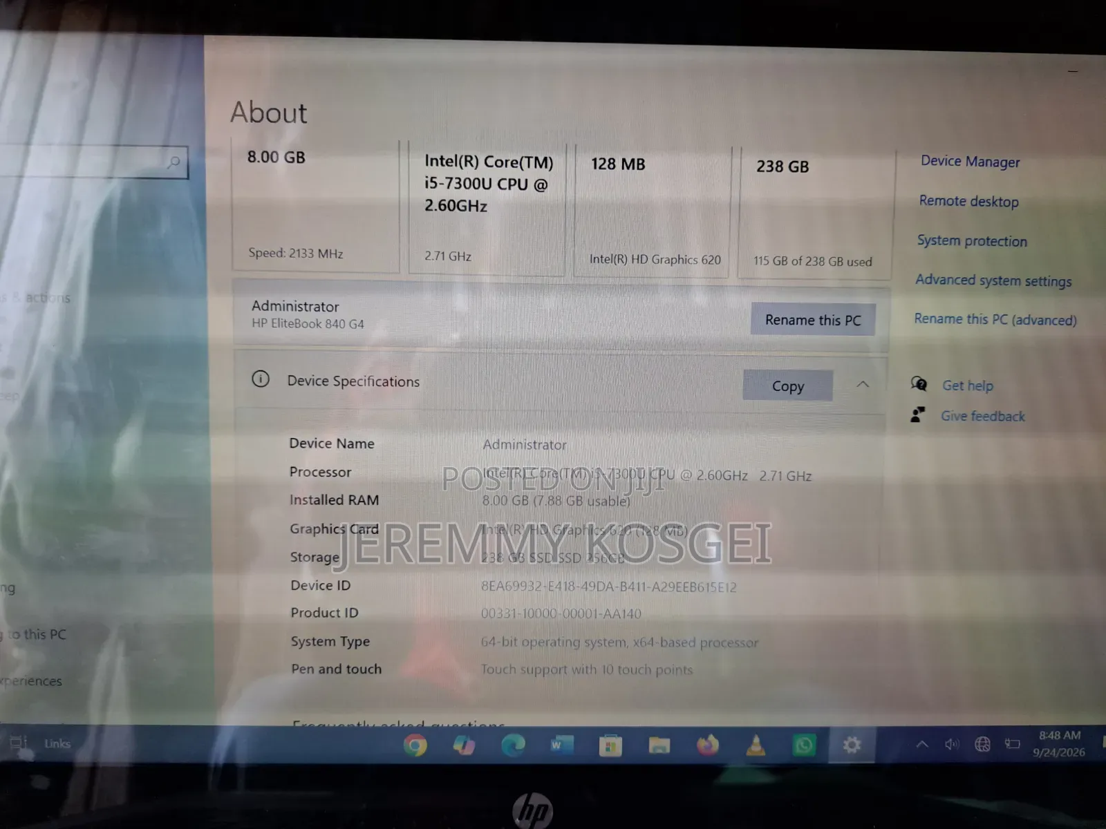 Laptop HP EliteBook 840 G4 8GB Intel Core i5 SSD 256GB