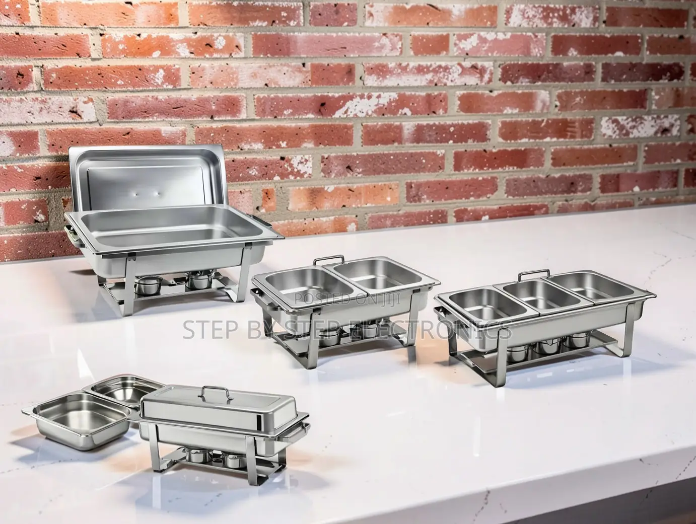 Polished Steel Finish 11L Stainless Steel Triple Chafing Dish