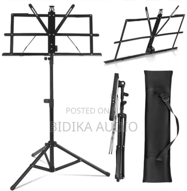 Portable Folding Sheet Music Stand With Tripod Base and Carrying Bag