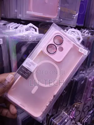 Pink Magnetic Compatible Matte Case With Lense for Xiaomi Redmi 13C.