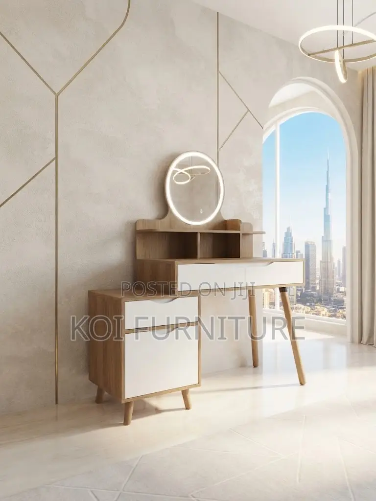 Dressers; Brown Modern Elegant Sparkle Dressing Vanity