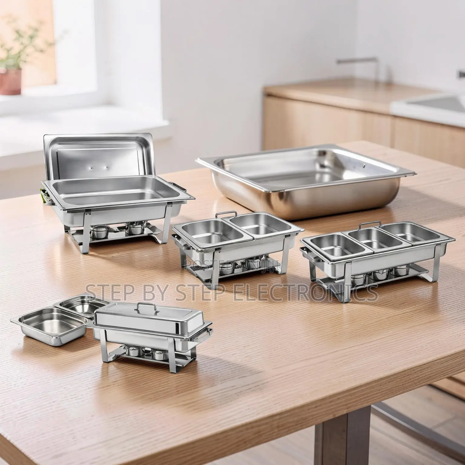 Sturdy Frame Design 11L Stainless Steel Triple Chafing Dish
