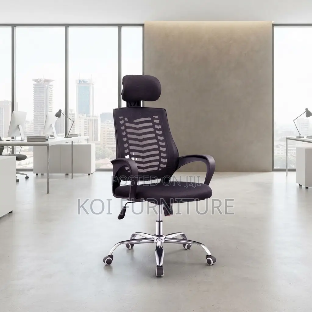Office Chairs; Fabric Modern Revolving Mesh Headrest Chair