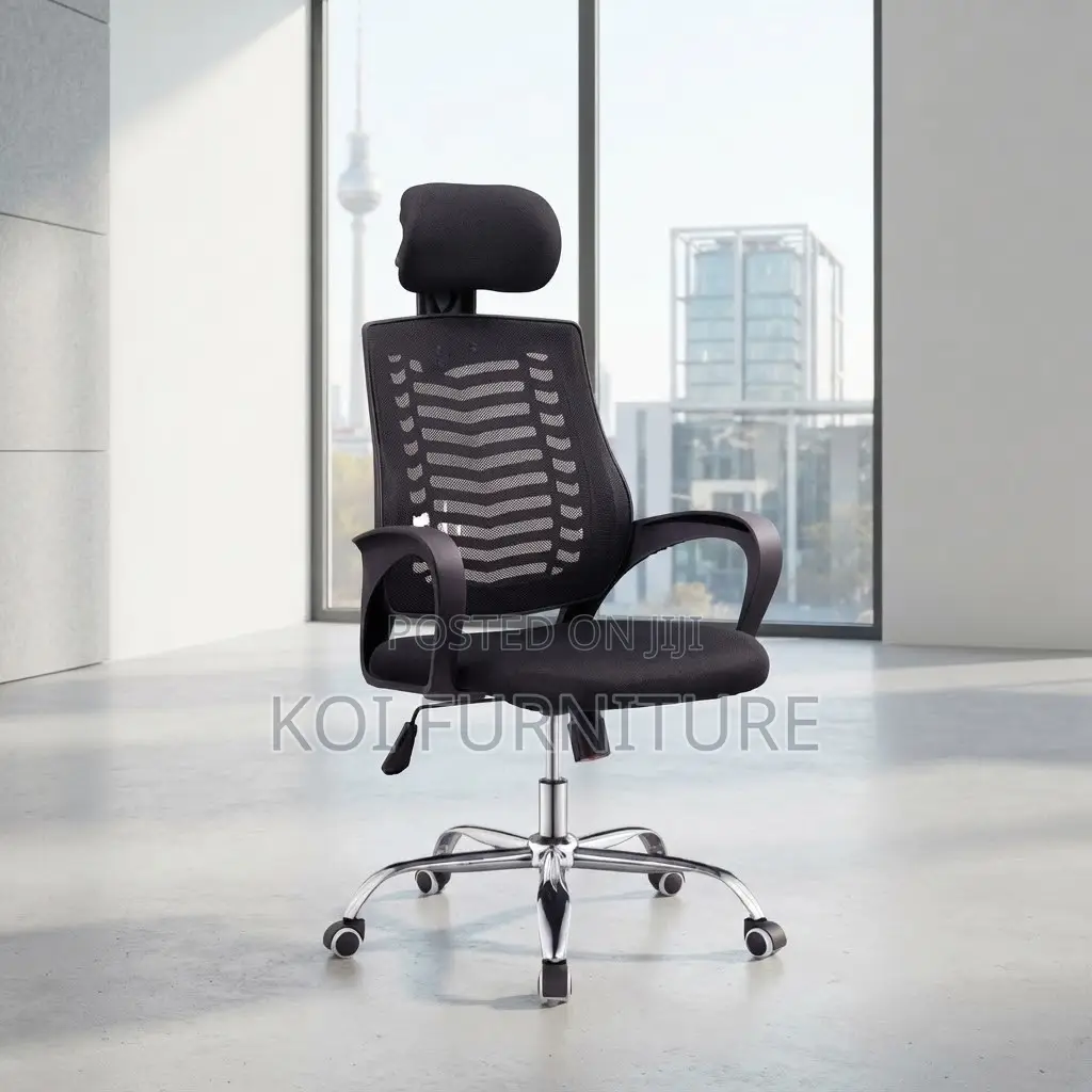 Office Chairs; Fabric Modern Revolving Mesh Headrest Chair