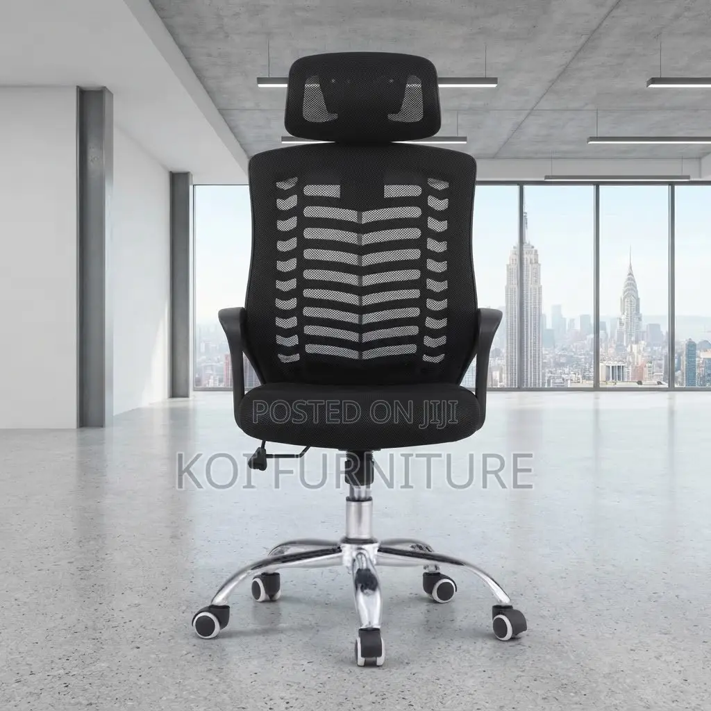 Office Chairs; Fabric Modern Revolving Mesh Headrest Chair