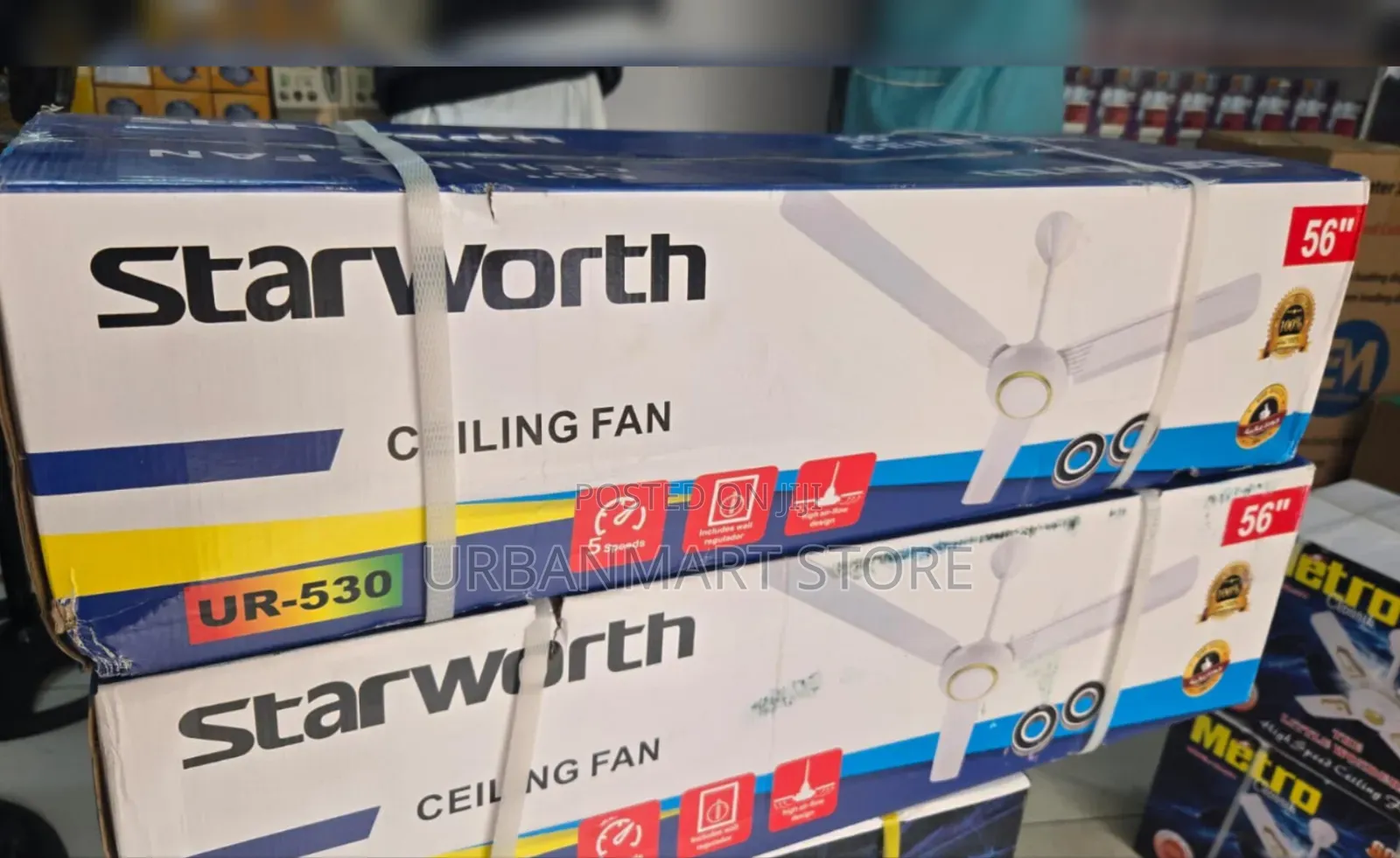 56 Inch Industrial Ceiling Fan White From Starworth