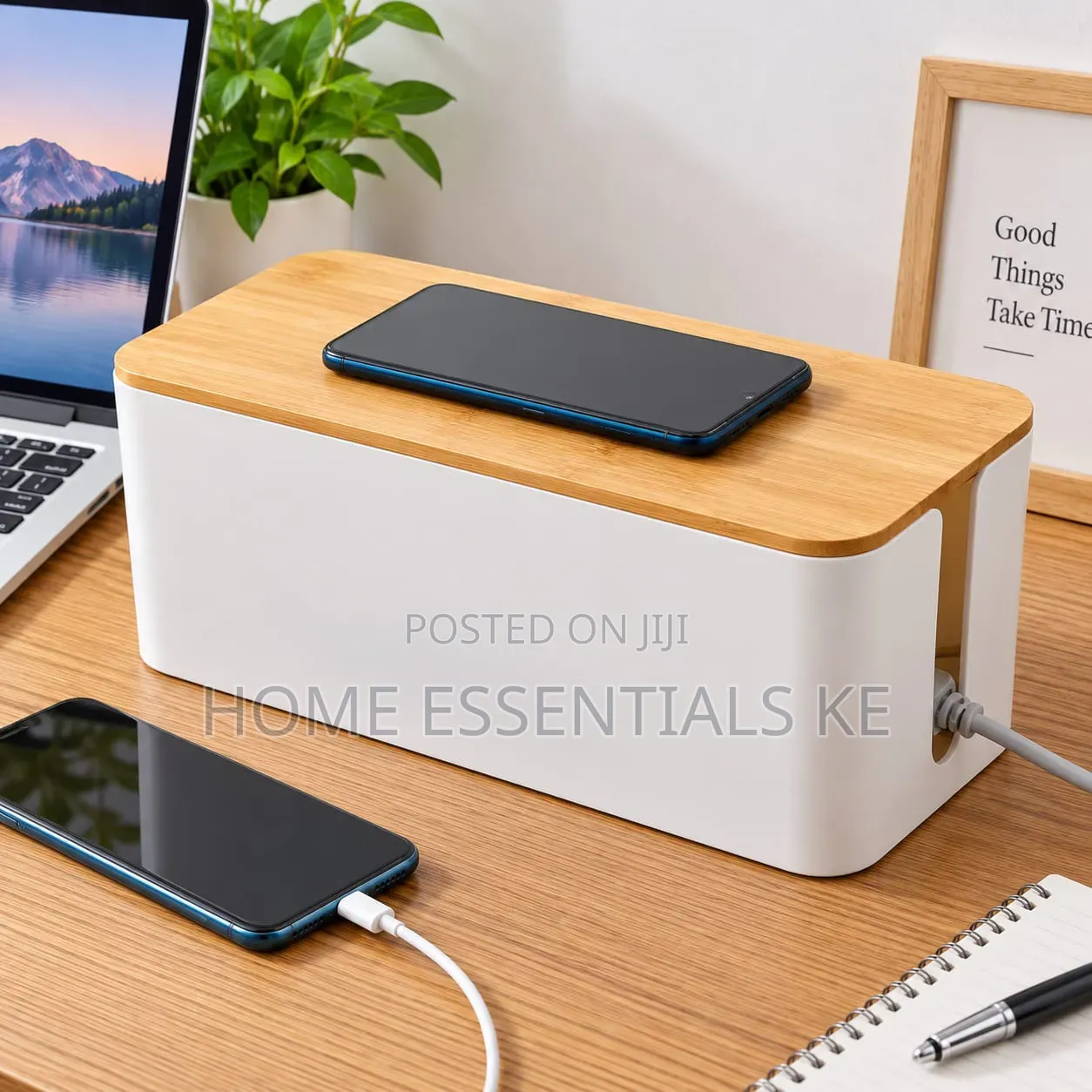 *Cable Storage Box With Bamboo Lid