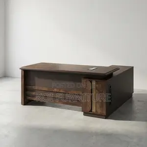Office Desk; 1.6 Meters Executive Modern Brown Desks in L Extension