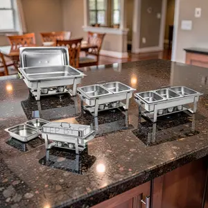 Durable Steel Build 11L Stainless Steel Triple Chafing Dish