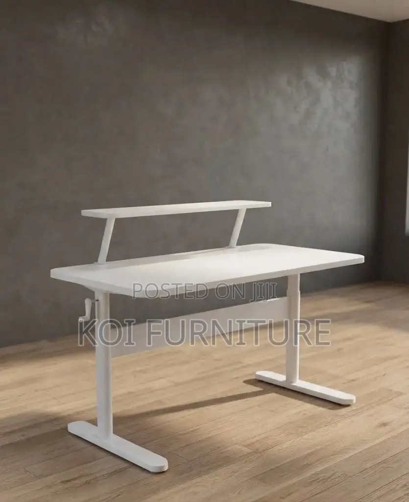 Office Desk; 1.2 Meters White Ergonomic Manual Adjustable Desk