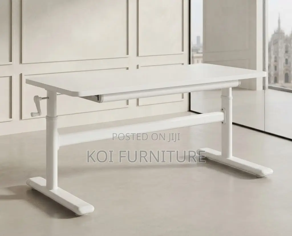 Office Desk; 1.2 Meters White Ergonomic Manual Adjustable Desk