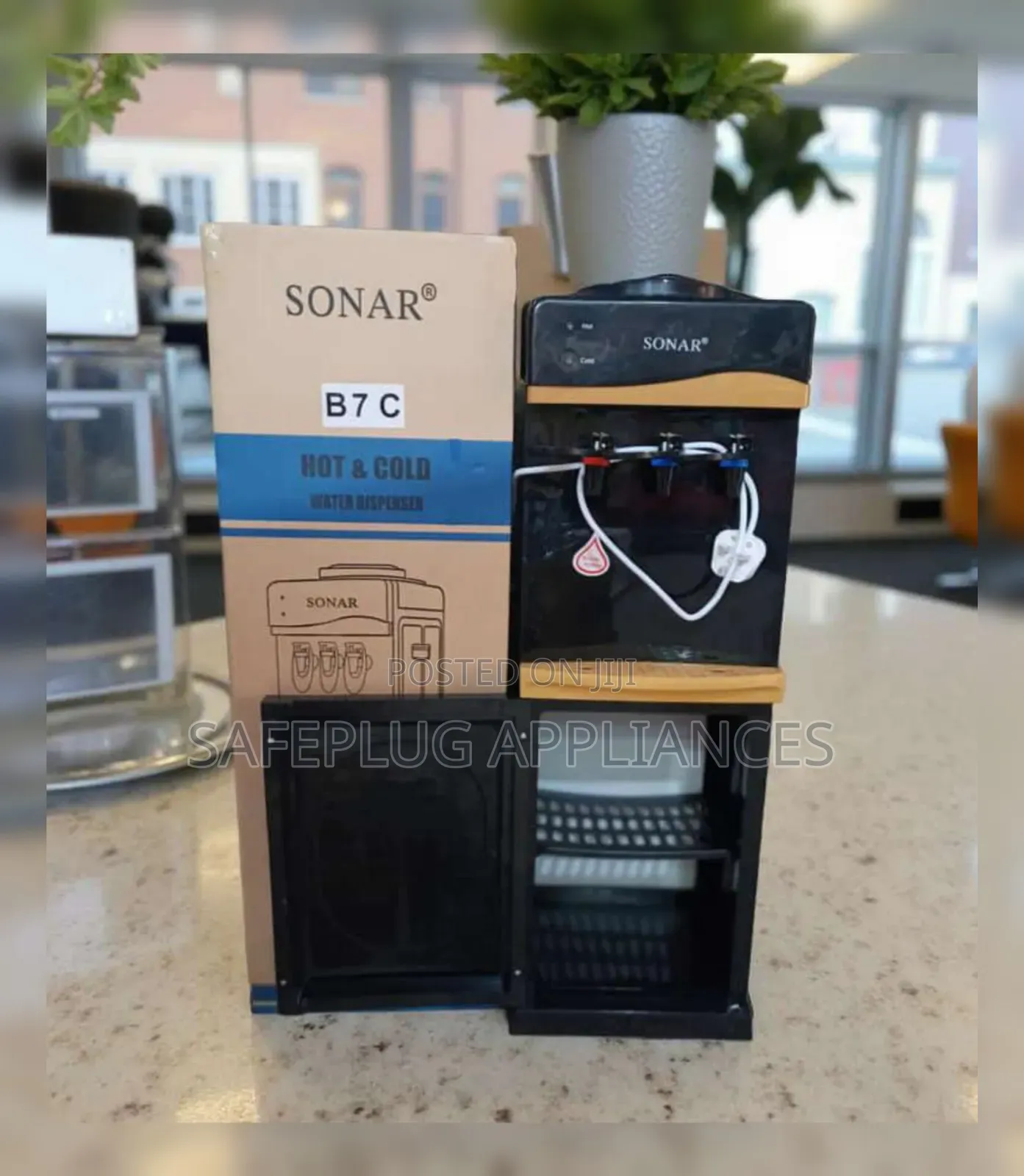 Sonar Black Gold Water Dispenser With Cabinet–Hot, Cold Normal Water