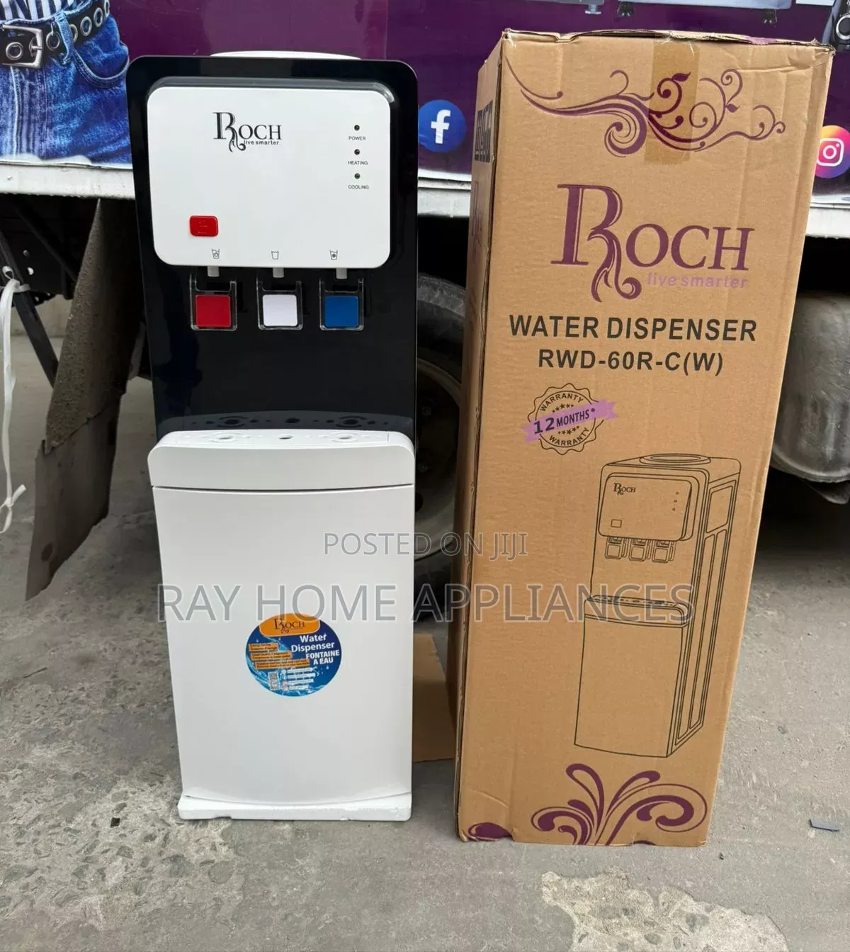 White 3 Taps Water Dispenser With Compressor