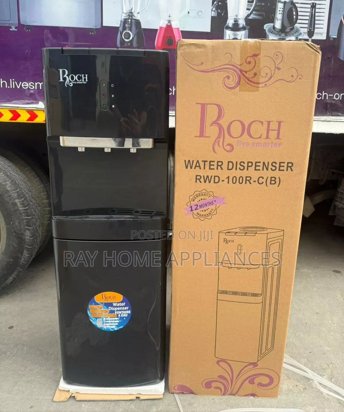 Black 3 Taps Water Dispenser With Compressor