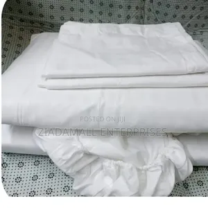 White Striped Fitted Bedsheet Set|