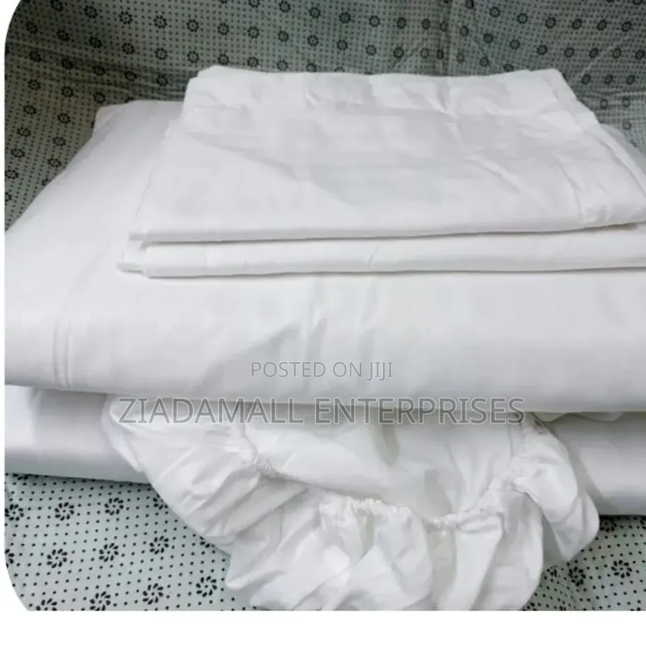 White Striped Fitted Bedsheet Set|