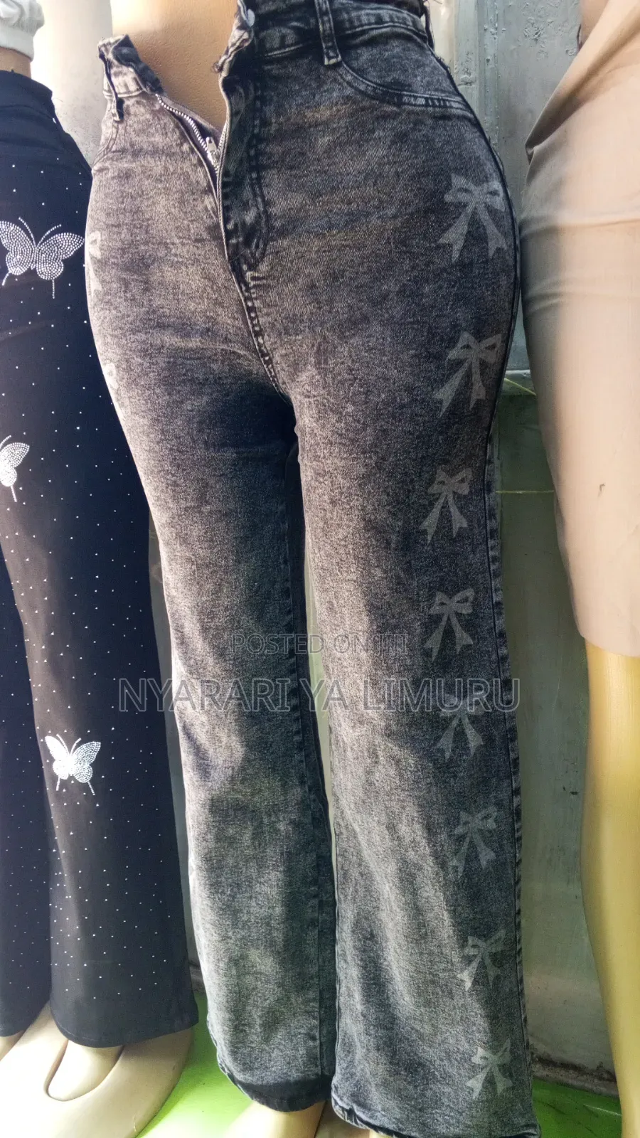 Ladies Mummy Jeans Gray Size 27 to 34