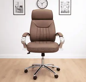 Office Chair; Brown Executive Leather Boss Office Work Chair