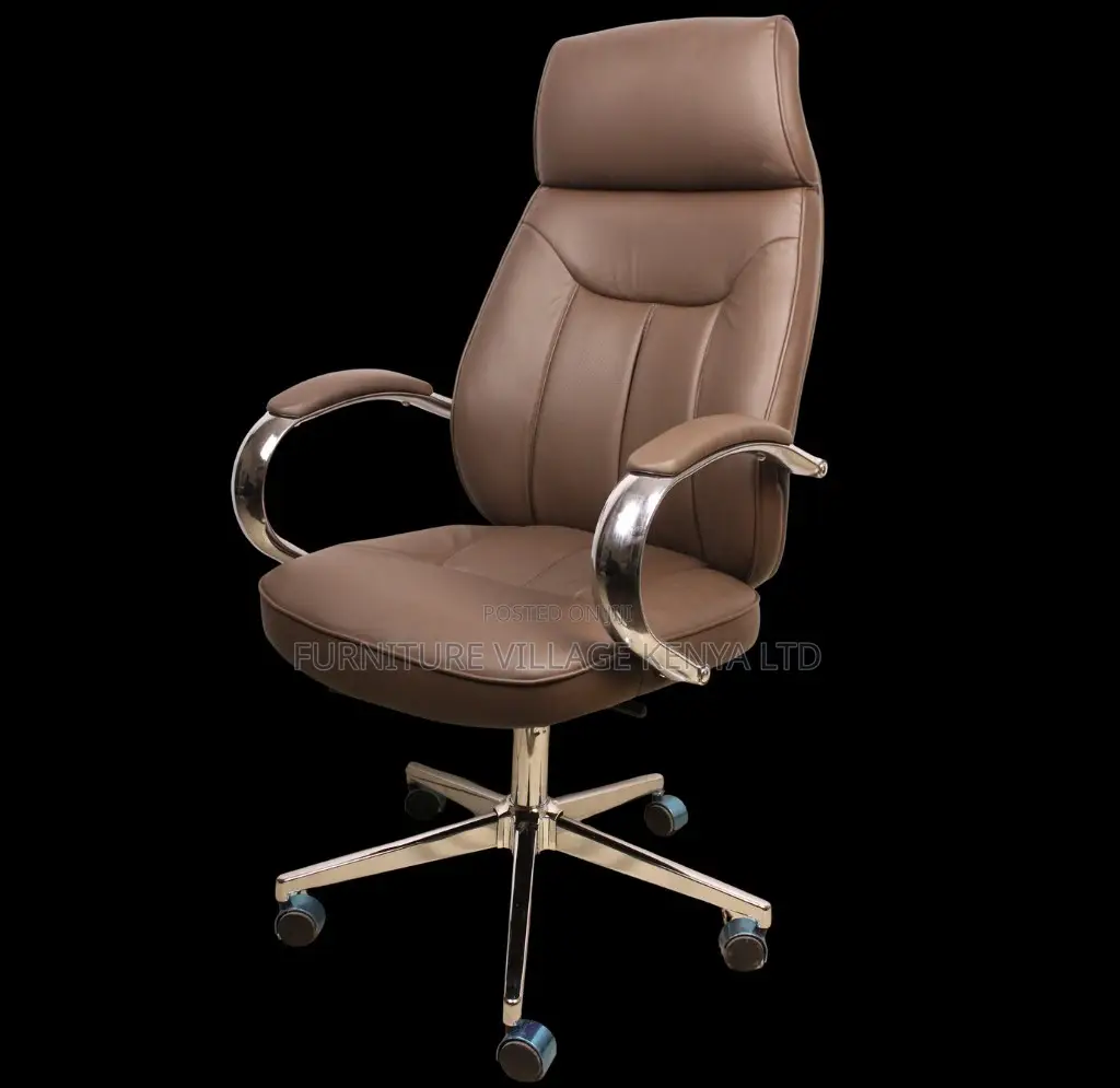 Office Chair; Brown Executive Leather Boss Office Work Chair