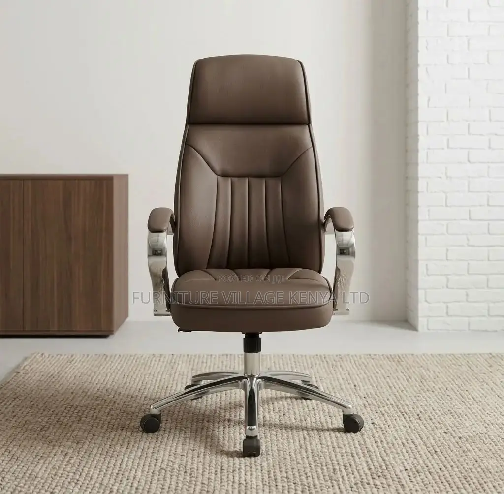 Office Chair; Brown Executive Leather Boss Office Work Chair
