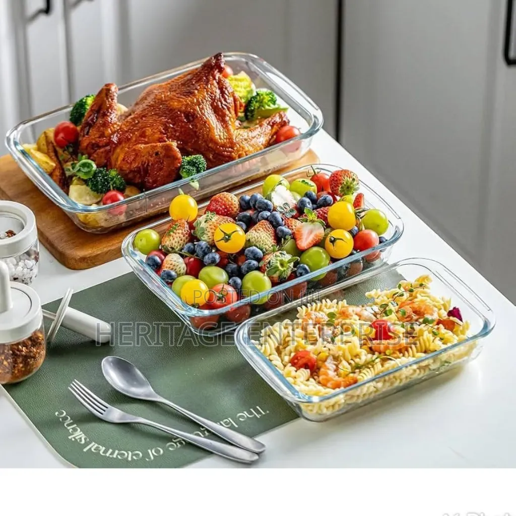 3PCS BAKING Microwave Glass Tins