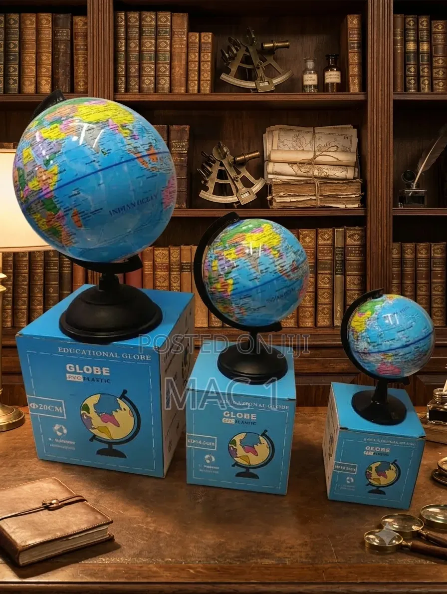 3-Piece Educational Globe Set – Desk World Maps (3 Sizes)