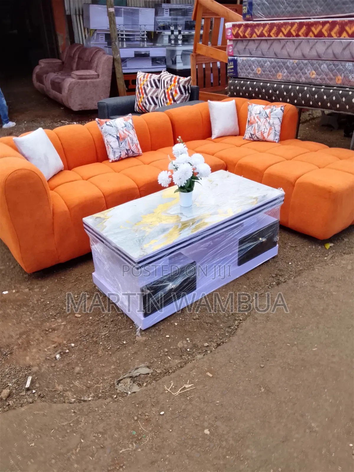 L-Shape With Spring Cushion +Coffee Table - Kiambu Mall