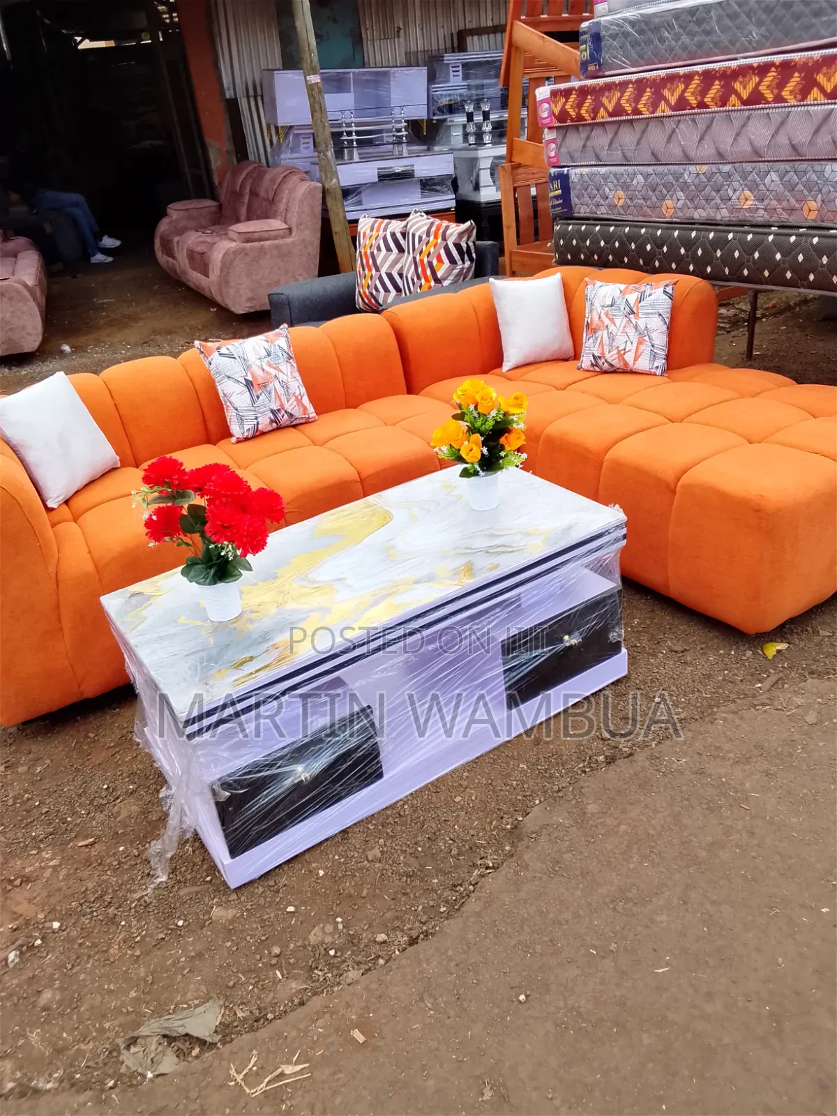 L-Shape With Spring Cushion +Coffee Table - Kiambu Mall