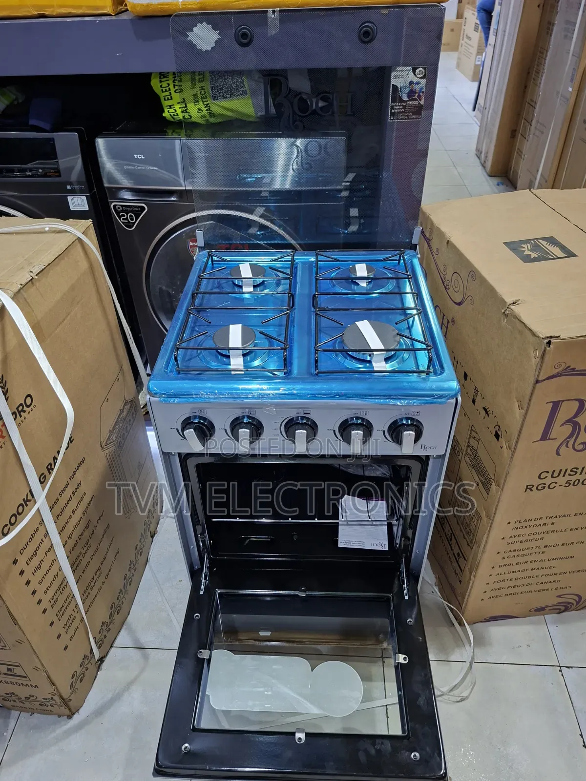 Roch 50×55 Full Gas Standing Cooker – 4 Gas Burners With Rotisserie
