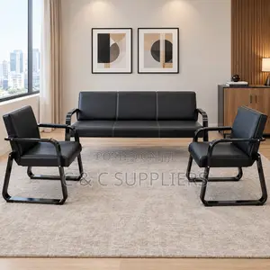 5-Seater Black Waiting Sofa Set