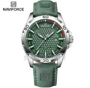 Textured Grid Dial With Auto Date Premium Leather Strap