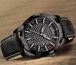 Comfort Fit Stitched Leather Strap With Calendar Window