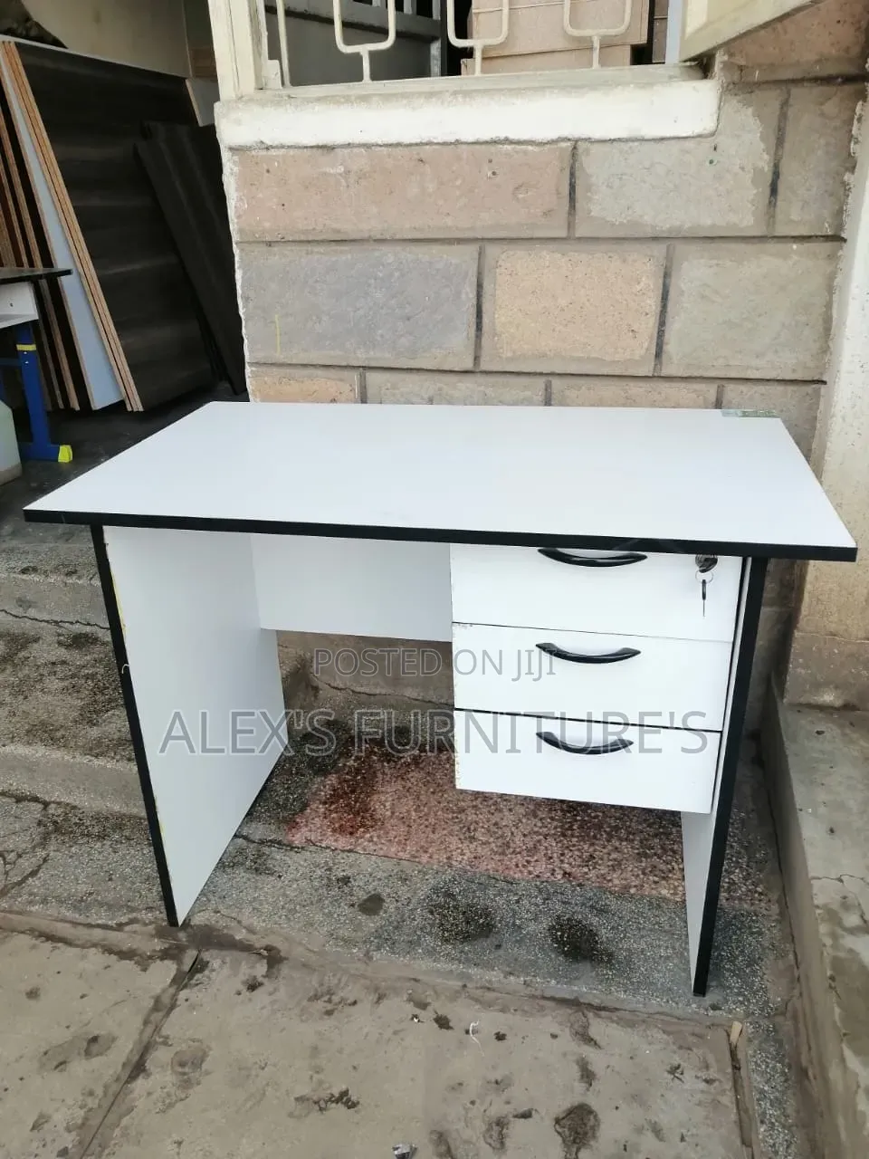 White Desk With (Black Liping)STUDY Desk TABLE