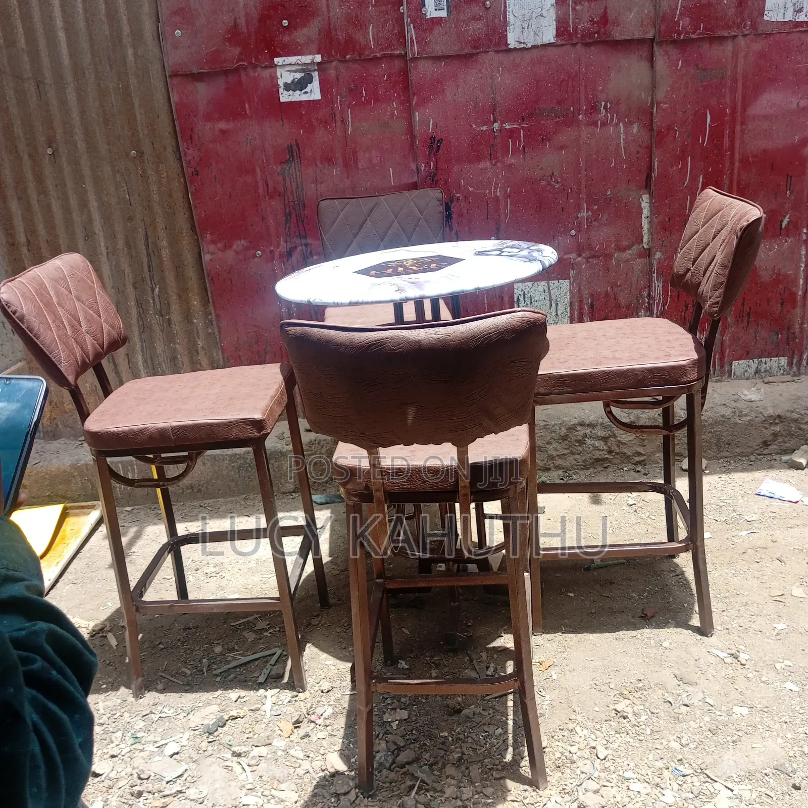 Brown High Stools Chairs and Kitamba Table