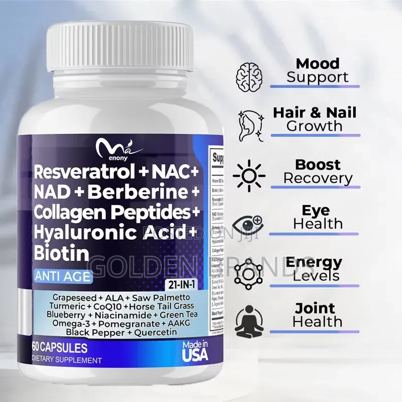 21-in-1 Anti-Aging Supplement–NAD+, Resveratrol, Berberine Collagen