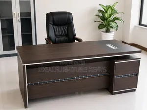 High -Back Leather Office Chair With Executive Office Desk